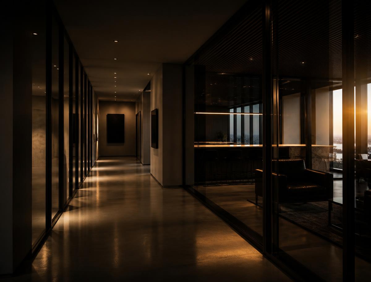 The same interior finished, spotless floors and glass